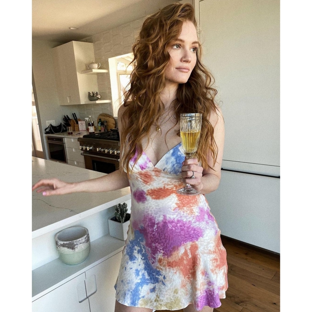 Starlow Mini Dress Backless in Watercolor M